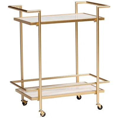 Baxton Studio Louise 27 1/2"w Gold Metal 2-tier Wine Cart