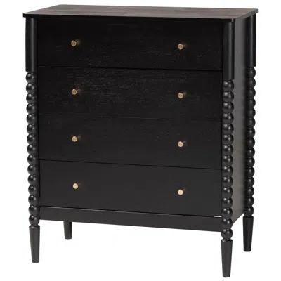 Baxton Studio Lucera 32 3/4"w Black 4-drawer Accent Chest