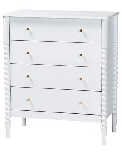 Baxton Studio Lucera Mid-century Bobbin Wood 4-drawer Chest