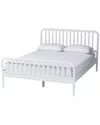 Baxton Studio Lucera Mid-century Queen Size Bobbin Bed In White