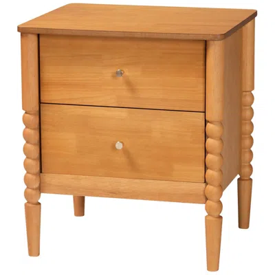 Baxton Studio Lucera Mid-century Oak Brown 2-drawer Bobbin Nightstand