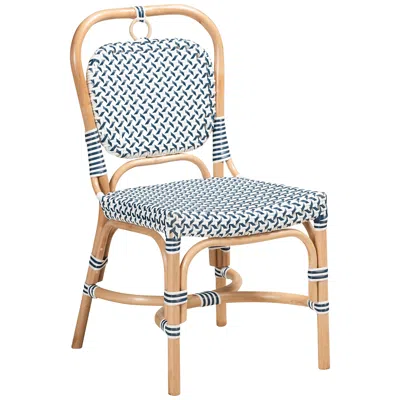 Baxton Studio Luciana Blue White Rattan Bistro Chair