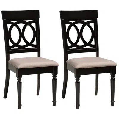Baxton Studio Lucie Espresso Brown Wood Dining Chairs Set Of 2 In Black