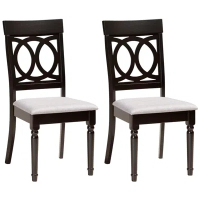 Baxton Studio Lucie Grey Fabric Upholstered Wood 2-piece Dining Chair Set In Black
