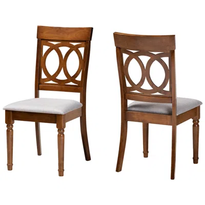 Baxton Studio Lucie Grey Fabric Upholstered Wood 2-piece Dining Chair Set In Brown