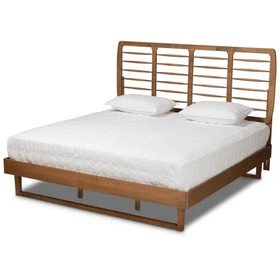 Baxton Studio Lucie Walnut Brown King Size Platform Bed