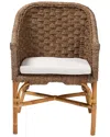 Baxton Studio Luis Bohemian Seagrass & Rattan Arm Chair