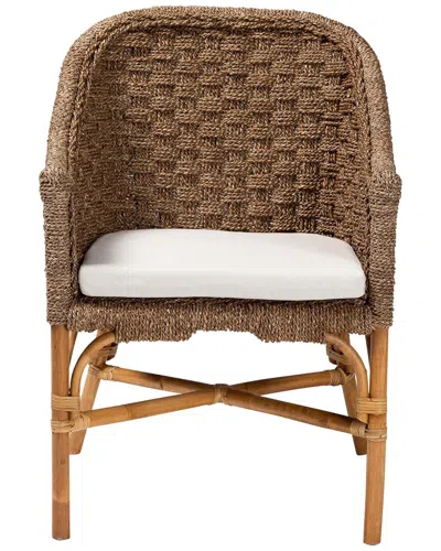 Baxton Studio Luis Bohemian Seagrass & Rattan Arm Chair In Brown