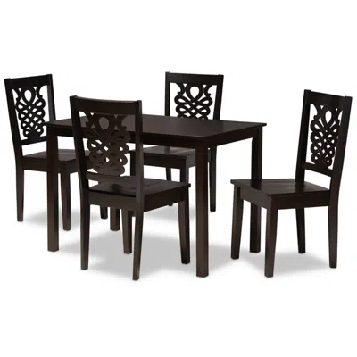 Baxton Studio Luisa Dark Brown Wood 5-piece Dining Table And Chair Set