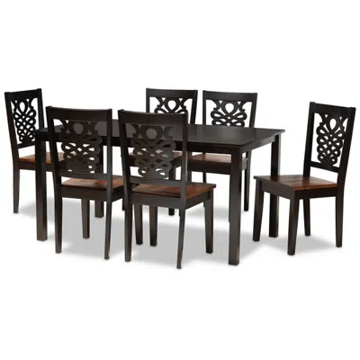 Baxton Studio Luisa Two-tone Brown Wood 7-piece Dining Table And Chair Set