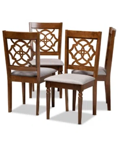 Baxton Studio Brigitte Modern And Contemporary Fabric Upholstered 4 Piece Dining Chair Set In Gray