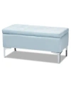 Baxton Studio Mabel Modern And Contemporary Transitional Velvet Fabric Upholstered Storage Ottoman In Light Blue