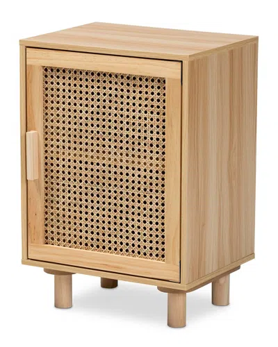 Baxton Studio Maclean Rattan 1-door Nightstand In Beige