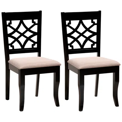 Baxton Studio Mael Sand Fabric Upholstered Wood 2-piece Dining Chair Set In Black
