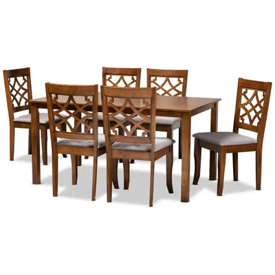 Baxton Studio Mael Walnut Brown 7-piece Dining Set