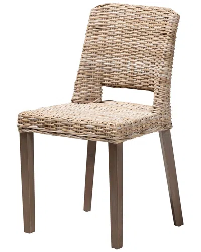 Baxton Studio Magy Modern Bohemian Grey Rattan And Finished Wood 2-piece  Dining Chair Set