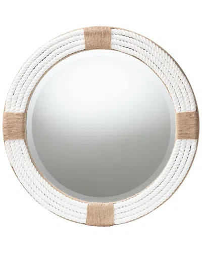 Baxton Studio Makya Round Woven Rope Mirror In White