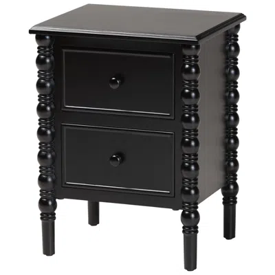 Baxton Studio Malinda Black Wood 2-drawer End Table With Spindle Legs