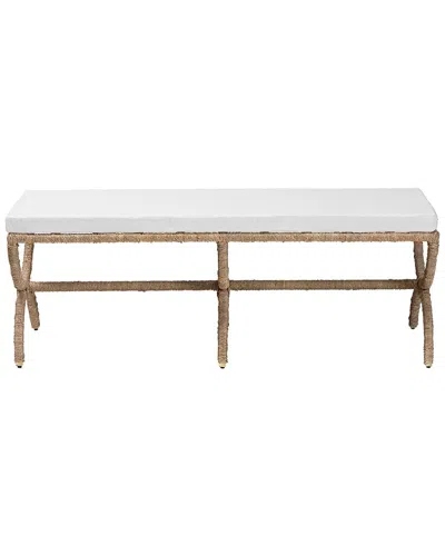 Baxton Studio Maliyah Japandi Seagrass Accent Bench In White