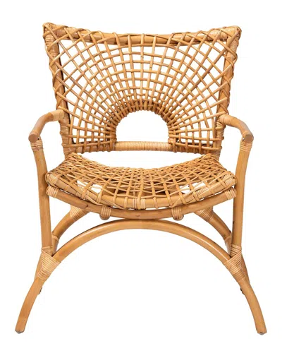 Baxton Studio Mamba Bohemian Rattan Arm Chair In Brown