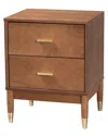 Baxton Studio Mandolin Mid-century Wood 2-drawer Nightstand