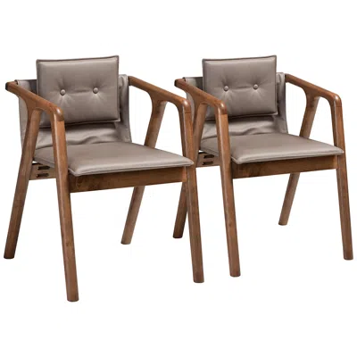 Baxton Studio Marcena Tufted Gray Dining Chairs Set Of 2 In Brown