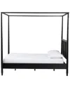 Baxton Studio Marisela Canopy Bed With Synthetic Rattan Headboard In Multi