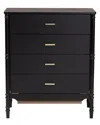 Baxton Studio Marisela Wood Chest Of Drawers With Handles In Black