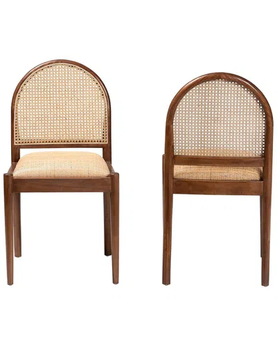 Baxton Studio Maryland Modern Wood 2pc Dining Chair Set In Brown