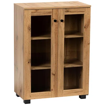 Baxton Studio Mason 23 1/2" Wide Oak Brown 2-door Storage Cabinet