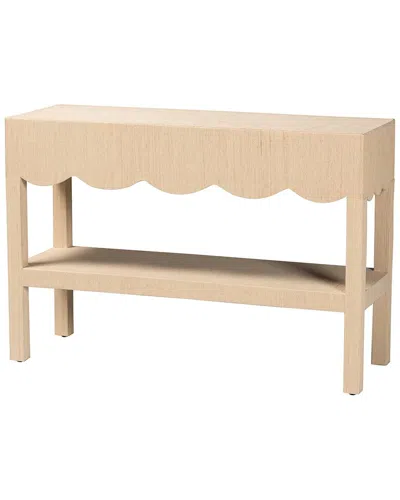 Baxton Studio Mason Natural Grasscloth Console Table In Neutral