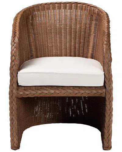 Baxton Studio Memphis Bohemian Braided Rattan Arm Chair In Brown