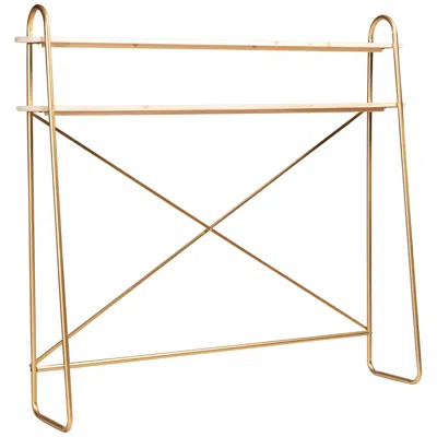 Baxton Studio Merida Gold 2-tier Over Bed Queen Storage Display Shelf