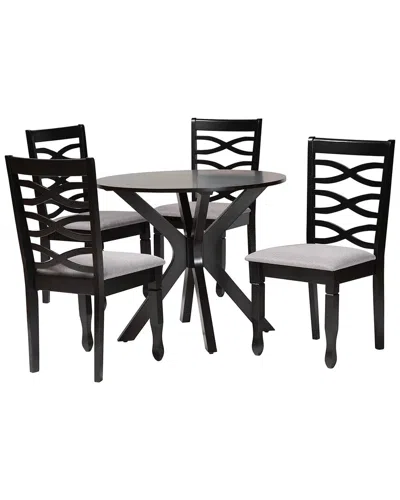 Baxton Studio Mila Modern Grey Fabric And Dark Bro In Black