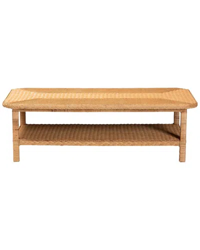 Baxton Studio Minahasa Bohemian Braided Rattan Coffee Table In Brown