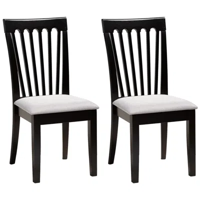 Baxton Studio Minette Gray Fabric Upholstered Wood 2-piece Dining Chair Set In Black