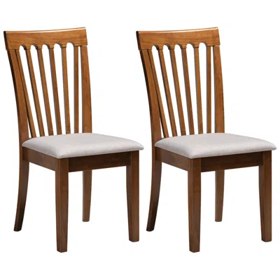Baxton Studio Minette Gray Fabric Walnut Brown Dining Chairs Set Of 2