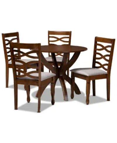 BAXTON STUDIO MODERN AND CONTEMPORARY FABRIC UPHOLSTERED 5 PIECE DINING SET