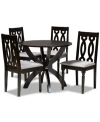 Baxton Studio Tricia Modern And Contemporary Fabric Upholstered 5 Piece Dining Set In Gray