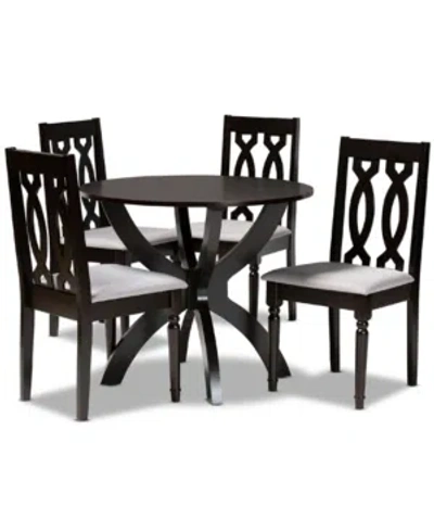 Baxton Studio Tricia Modern And Contemporary Fabric Upholstered 5 Piece Dining Set In Sand