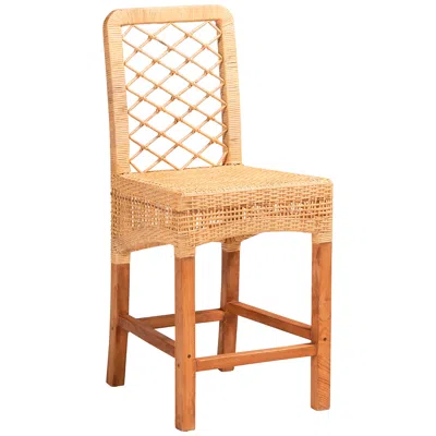Baxton Studio Moscow 24 1/2" Natural Walnut Brown Counter Stool