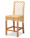 Baxton Studio Moscow Rattan And Wood Counter Stool In Brown