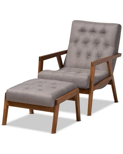 Baxton Studio Naeva 2pc Armchair Footstool Set