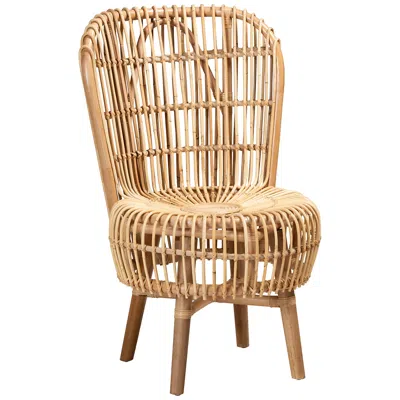 Baxton Studio Nagoya Natural Brown Rattan Tall Lounge Chair