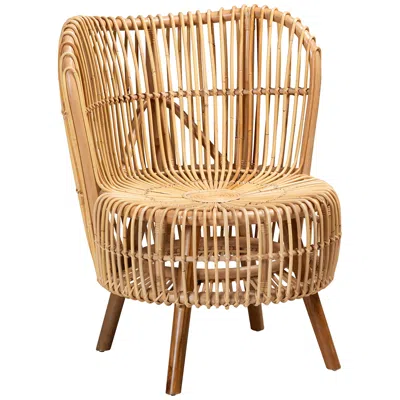 Baxton Studio Nagoya Natural Brown Rattan Wide Seat Lounge Chair