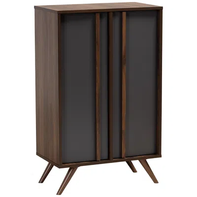 Baxton Studio Naoki 23 1/2" Wide Gray Walnut Wood 2-door Shoe Cabinet