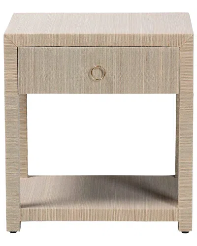 Baxton Studio Nata Bohemian Woven Grasscloth 1-drawer Nightstand In Neutral