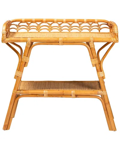 Baxton Studio Nayana Modern Bohemian Rattan 2-tier Console Table In Brown