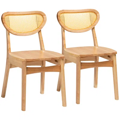 Baxton Studio Nenet Oak Brown Wood Dining Chairs Set Of 2