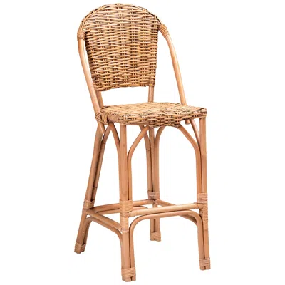 Baxton Studio Neola 28" Natural Brown Rattan Bar Stool